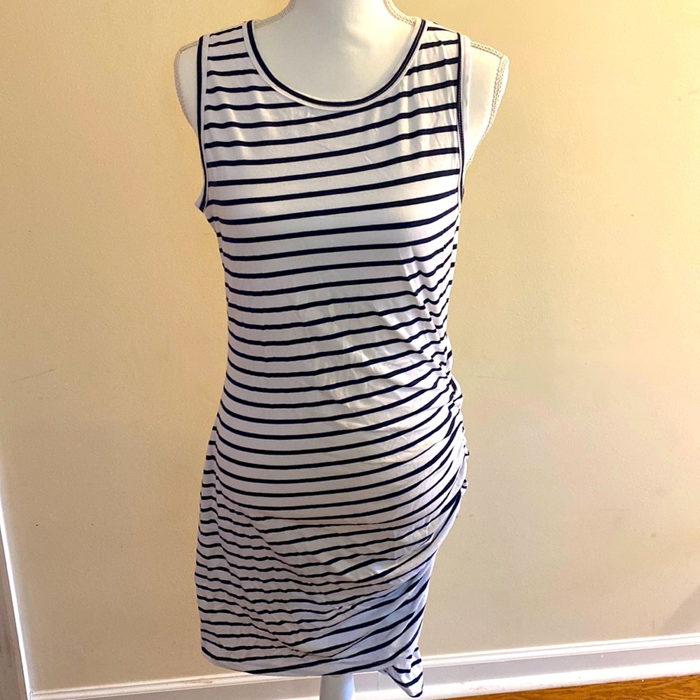 Black and white striped cotton dress